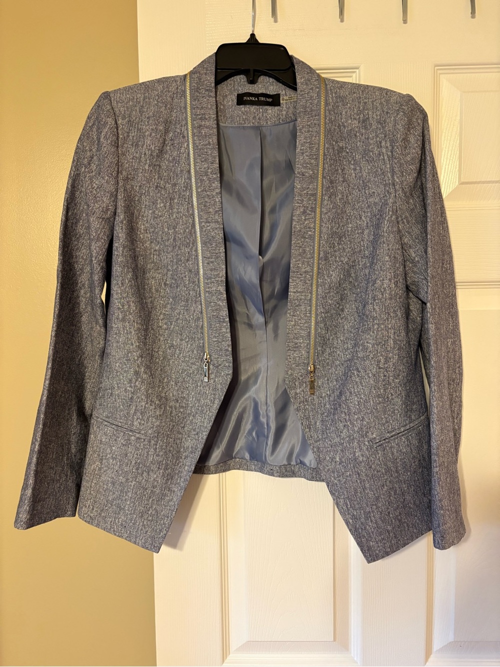 Ivanka Trump Open-Front Blazer with Zip Trim